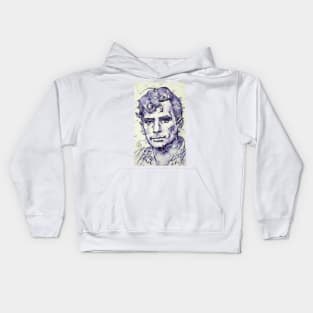 JACK KEROUAC watercolor and ink portrait Kids Hoodie